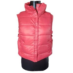 Aerie OFFLINE Pink Puffer Vest Sleeveless Stand Up Collar Size Small